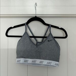 Nike Heather Gray Sports Bra with White Band